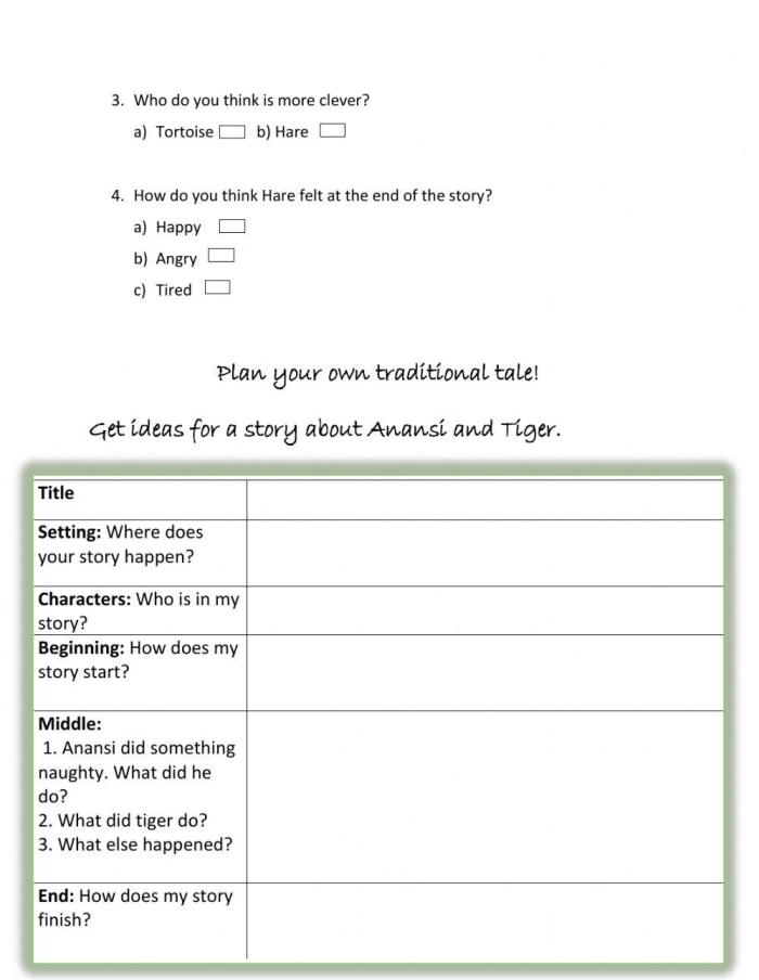 A Tale of Two Texts worksheet for engaging comparison activities Worksheet for comparing two fiction texts in a third-grade grammar lesson
