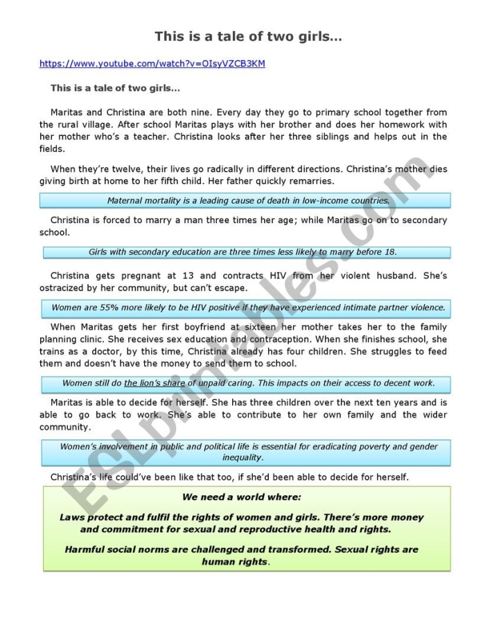 A Tale of Two Texts worksheet for grammar and mechanics practice A worksheet for third graders comparing and contrasting two fiction texts