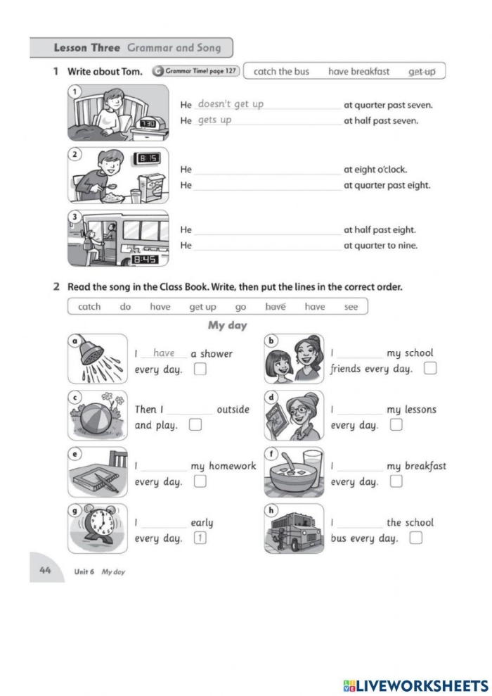 Third grade student working on a A Matter of Time worksheet about calculating time intervals