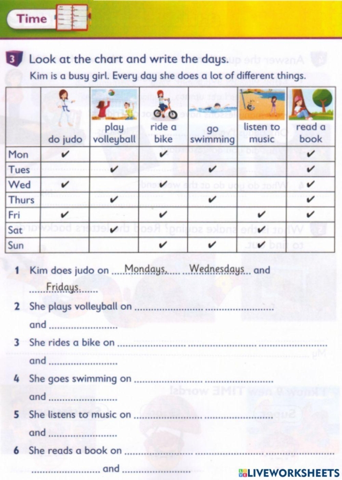 Third grade student completing a math worksheet on calculating time intervals to the nearest quarter hour