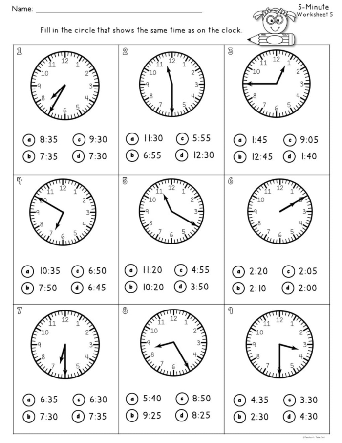 Worksheet showing how to calculate minutes in an hour for third graders