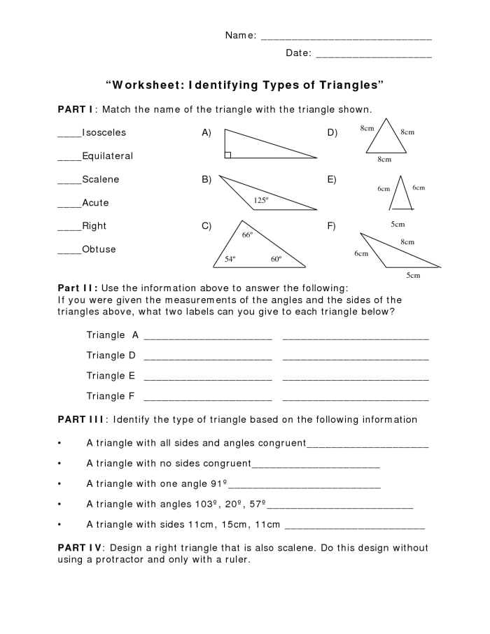 Identifying Triangles Worksheet Number 12 for Third Grade Geometry Practice Third grade geometry worksheet for identifying and labeling equilateral, isosceles, and scalene triangles
