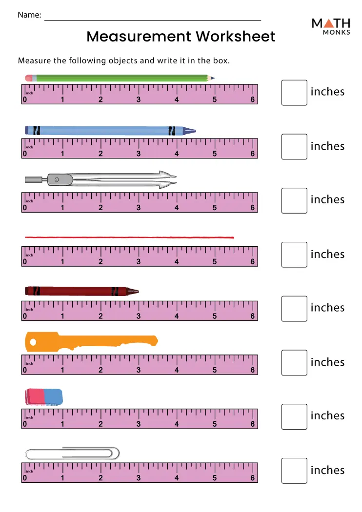 Worksheet for practicing units of measurement for third graders