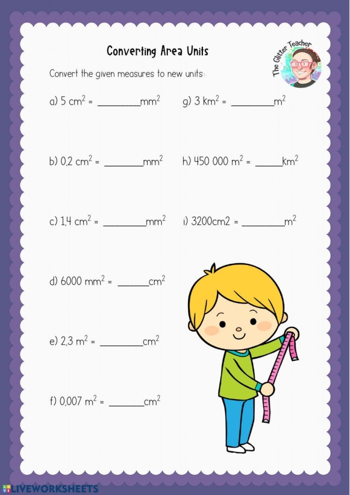 Interactive geometry worksheet designed for young learners to grasp area concepts Units of Area worksheet for third graders featuring unit squares for area calculation