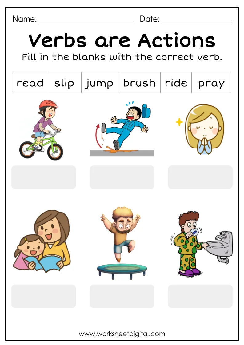 Worksheet featuring practice on verb endings -ed and -ing for third graders