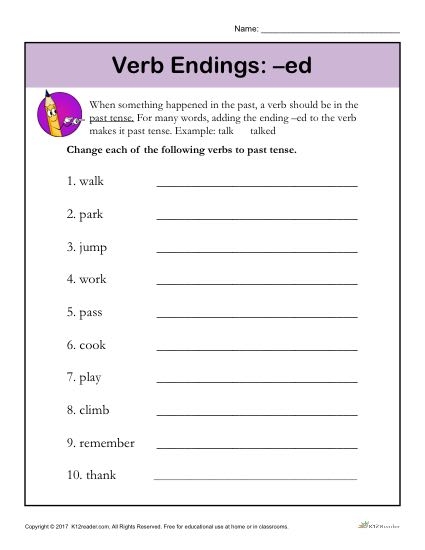 Third grade student worksheet focusing on adding -ed and -ing to base verbs