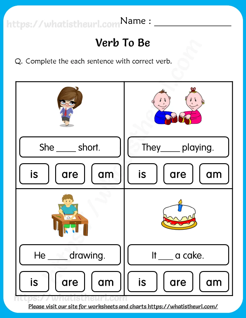 Grammar worksheet featuring "to be" verbs for educational use Worksheet for practicing the verb "to be" tailored for third graders