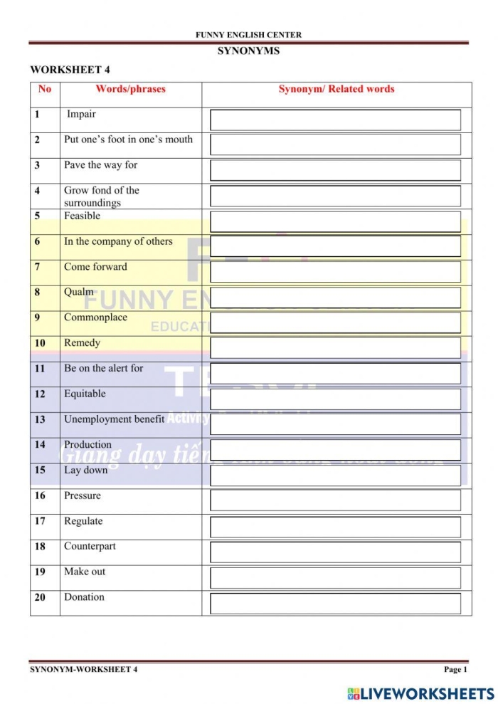 Find the Synonym practice sheet for third grade students Synonym worksheet designed for third graders to enhance vocabulary skills