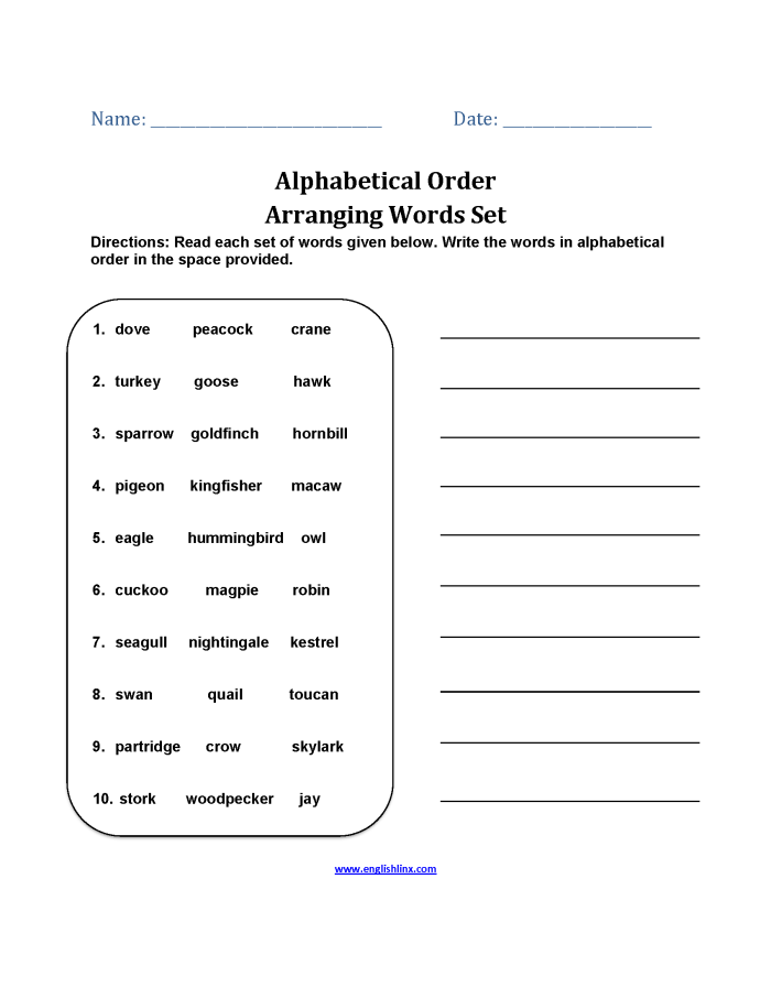 Vocabulary practice worksheet focusing on alphabetizing, synonyms, and antonyms for third graders