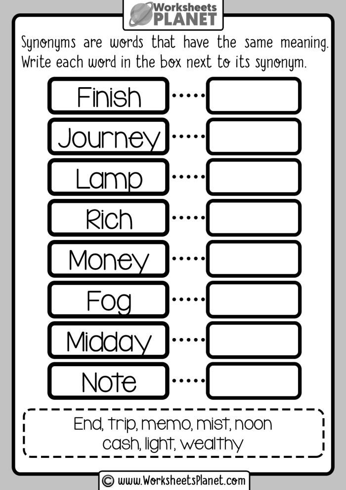 Find the Synonym worksheet 25 for third grade vocabulary skills Third grade student completing a Find the Synonym worksheet for algebra vocabulary practice