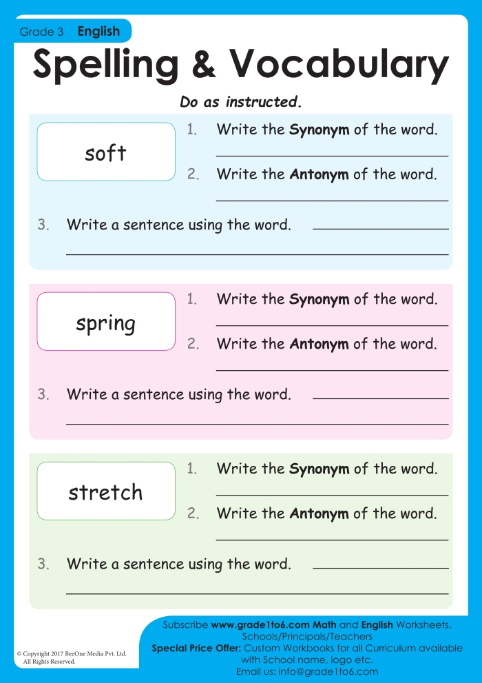 Third grade worksheet titled "Synonyms are Fun" focusing on vocabulary skills in geometry