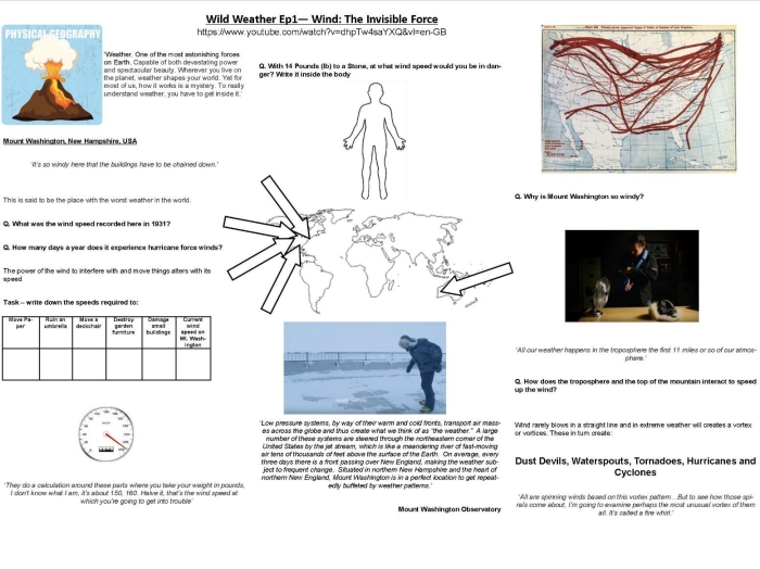 Answering Questions About Wild Wild Weather Worksheet Three Third grade worksheet featuring reading comprehension questions about wild weather patterns and storm facts