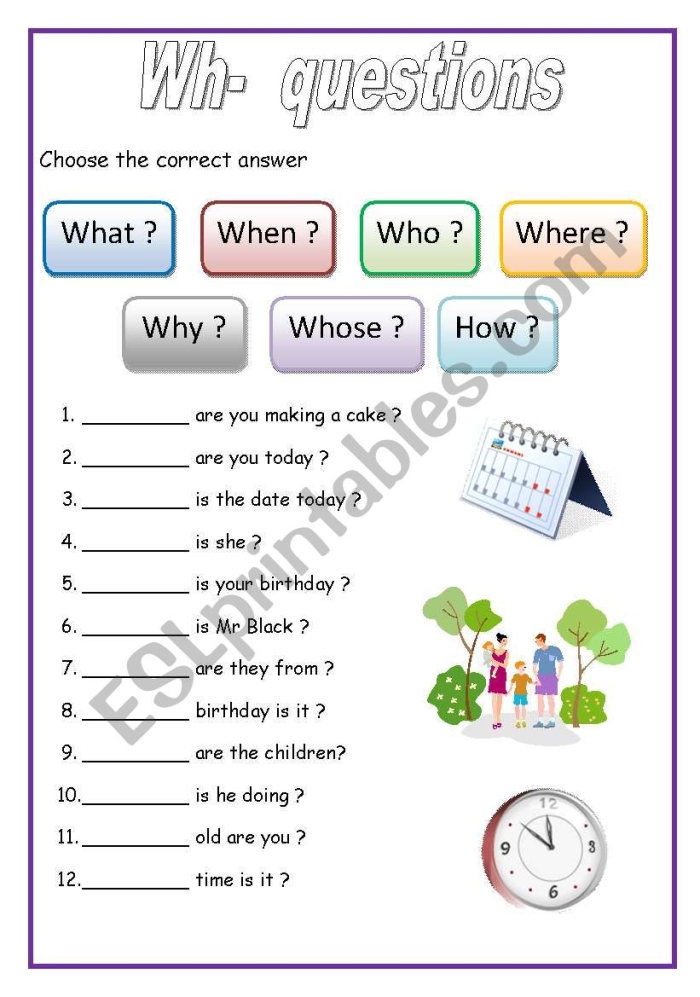 Third grade wh questions worksheet featuring a colorful story about children and dogs playing at the dog park to practice who what where why and when