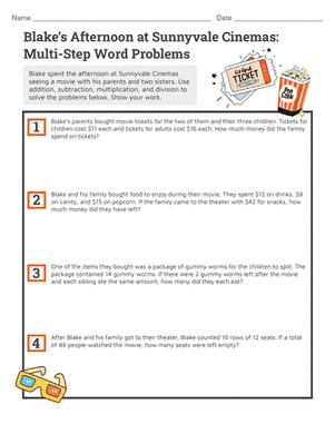 Third grade students solving multi-step winter-themed word problems with fractions