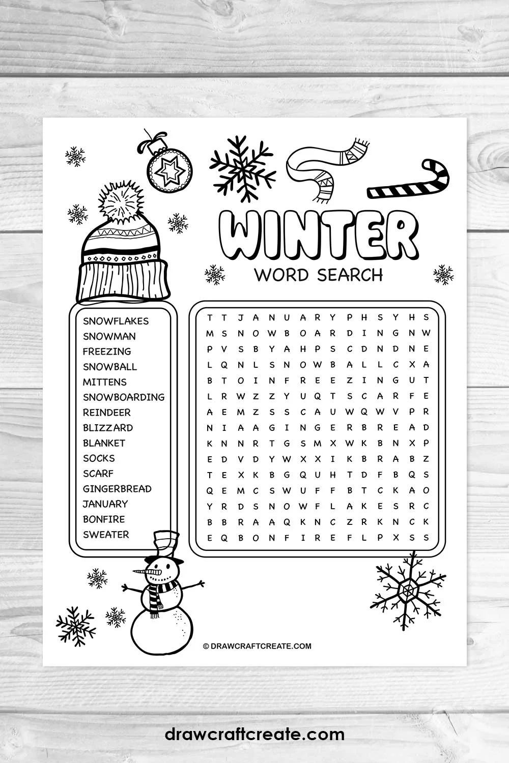 Third grade students practicing vocabulary with a winter word search worksheet featuring seasonal terms like icicle and snowman