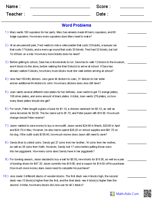Third grade math worksheet for assessing word problem solving skills image 19