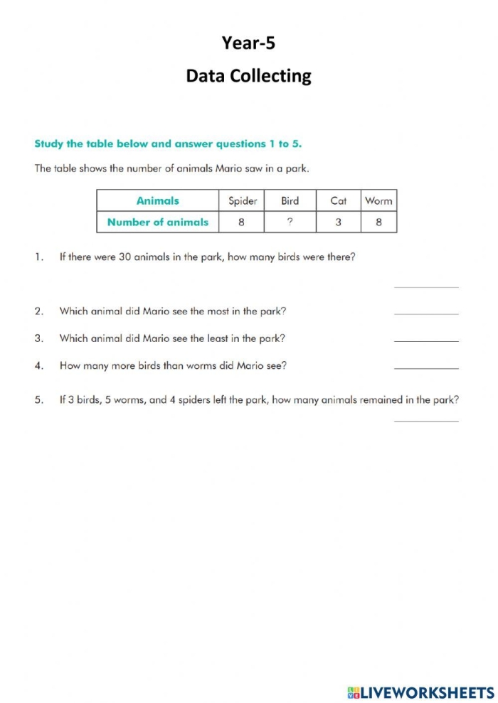 Engaging data collection activities for young learners in math and statistics Worksheet for third graders on collecting data through household or classroom items