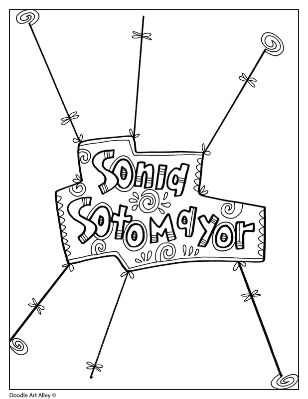 Illustration of a worksheet featuring the timeline of Sonia Sotomayor's life for third graders