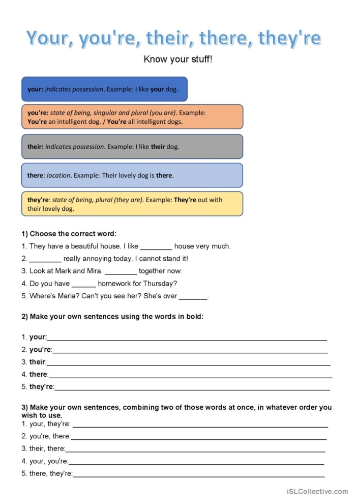 Engaging fill-in-the-blank story for mastering you're vs. your Worksheet helping third graders distinguish between you're and your