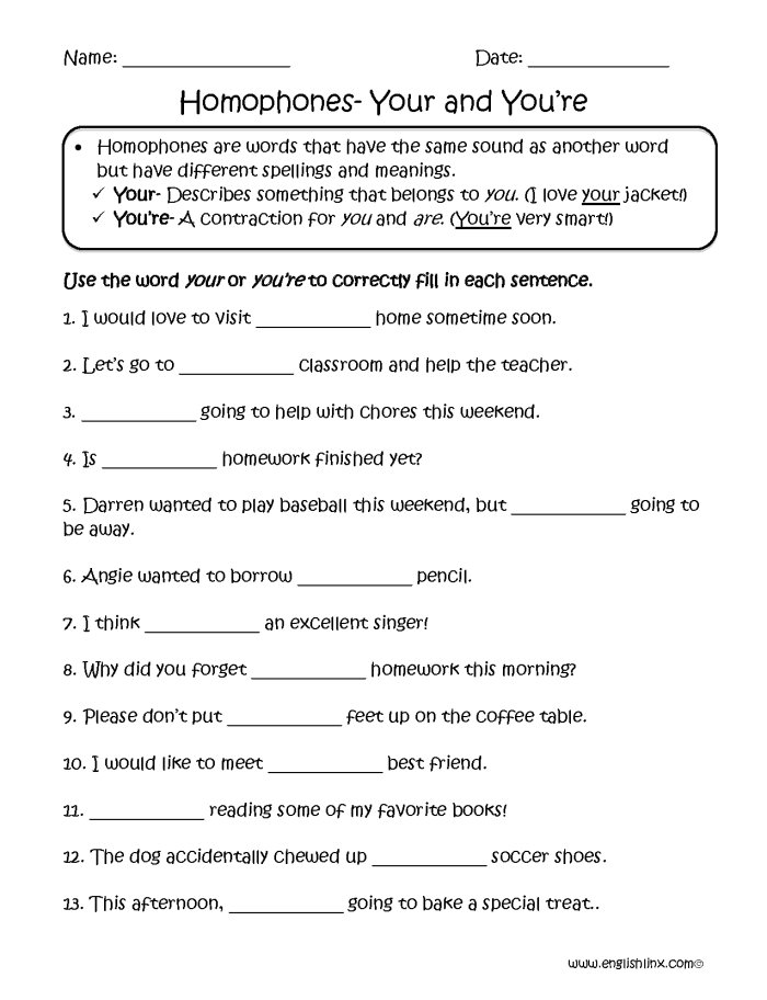 Engaging fill-in-the-blank story for mastering possessive and contraction forms Worksheet for third graders on using you're and your