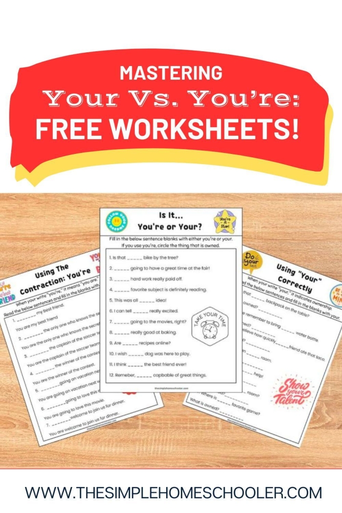 Fun learning activity for third graders on using you're and your correctly Worksheet teaching the difference between you're and your with fill-in-the-blank exercises