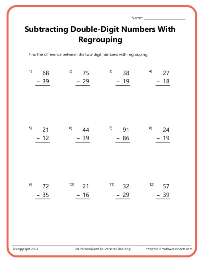 Subzero Three-Digit Subtraction with Regrouping Worksheet 13 Third grade student completing a subzero three-digit subtraction with regrouping worksheet 13