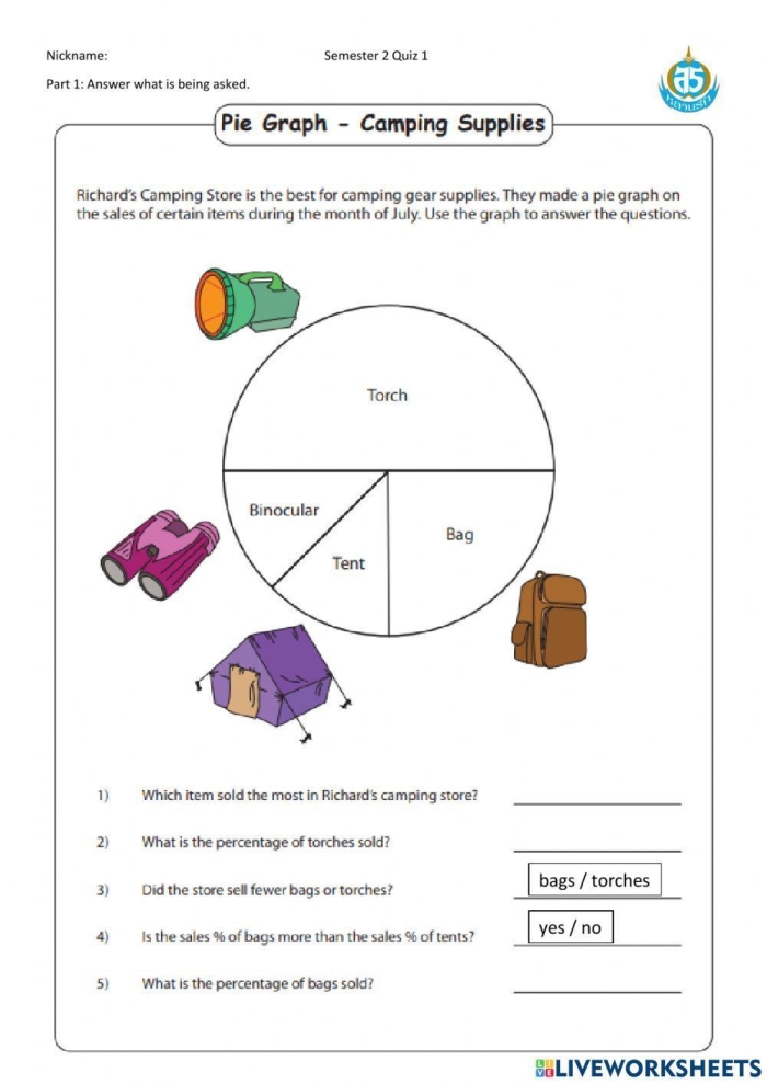 Circle Graph Practice: Pie Chart Data Analysis for Elementary Learners Third grade student analyzing pie chart data on a colorful circle graph worksheet about baked goods