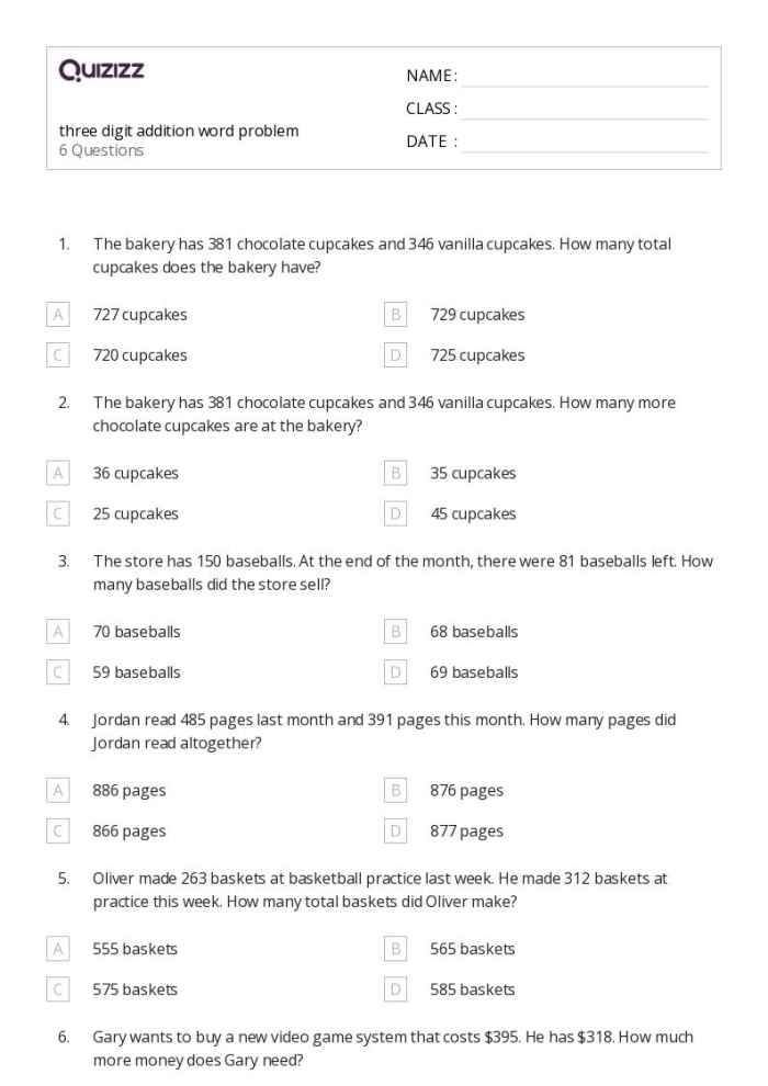Math Notes: Three-Digit Addition Practice Exercise 5 Second grade students solving three-digit addition problems without regrouping on a math practice worksheet