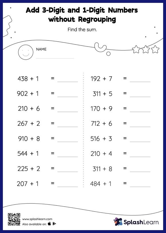 Add It Up! Three-Digit Numbers worksheet for enhancing math skills Three-digit addition worksheet featuring twelve practice problems for third graders
