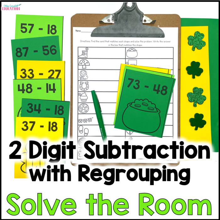 Subzero Subtraction with Regrouping Practice Sheet 17 Third grade math worksheet showing three-digit subtraction problems requiring regrouping and borrowing techniques for subzero calculations