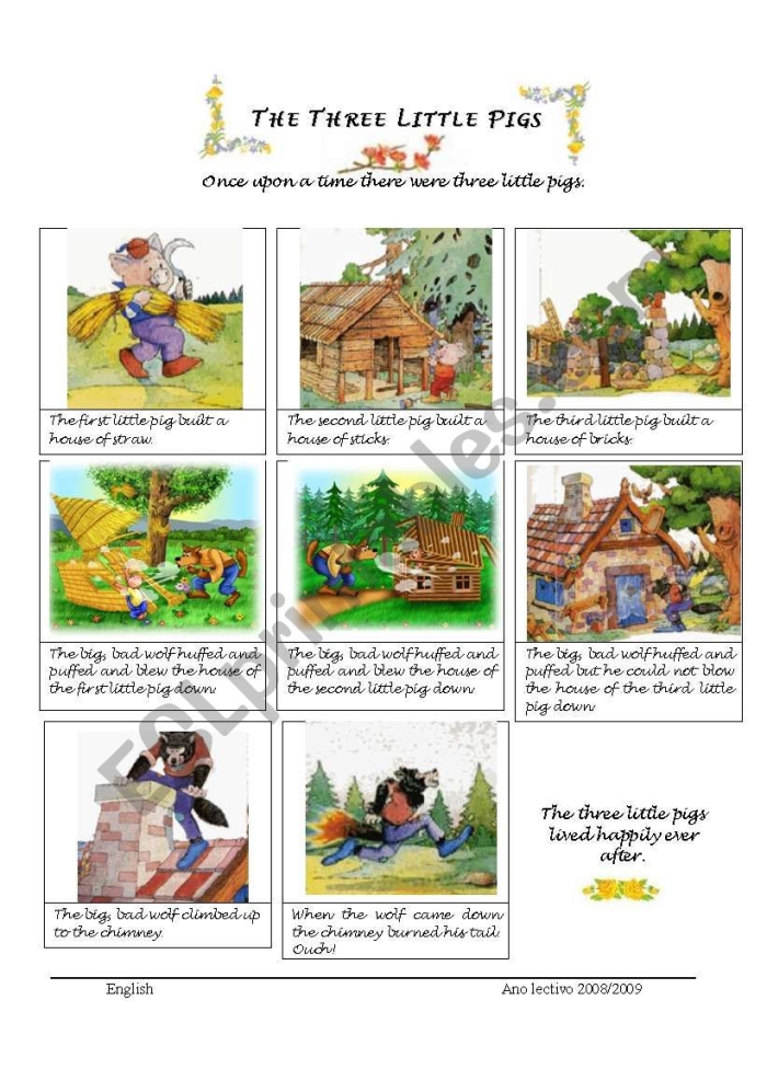 Worksheet featuring a character study of The Three Little Pigs for second graders. Character dynamics and comprehension practice based on the classic story.