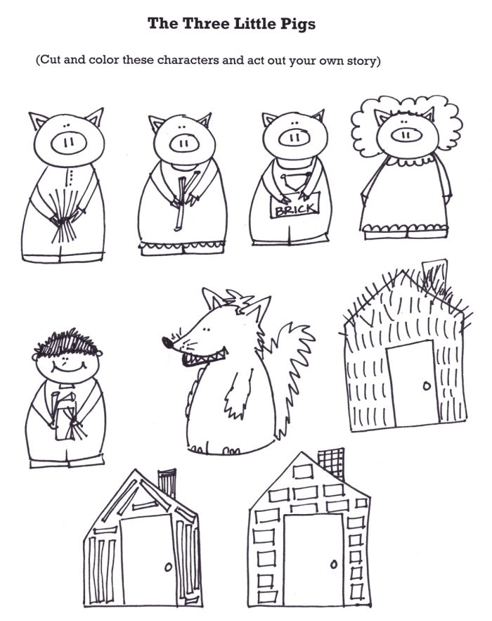 Worksheet featuring a character study of The Three Little Pigs for second graders
