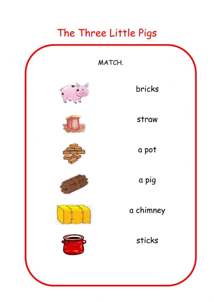 Illustration of "The Three Little Pigs" story with finger puppets for retelling
