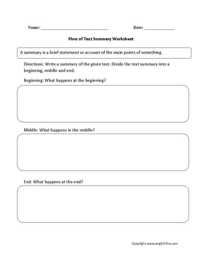 Engaging reading comprehension worksheet focusing on keyword usage Three Sentence Summary worksheet designed for fourth graders to enhance summarizing skills