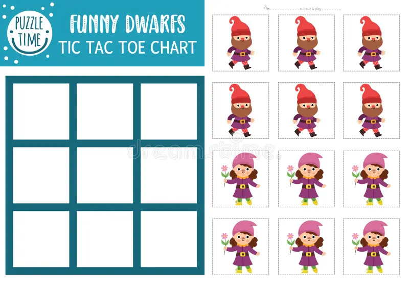Colorful tic-tac-toe worksheet featuring cartoon suns and moons for first graders