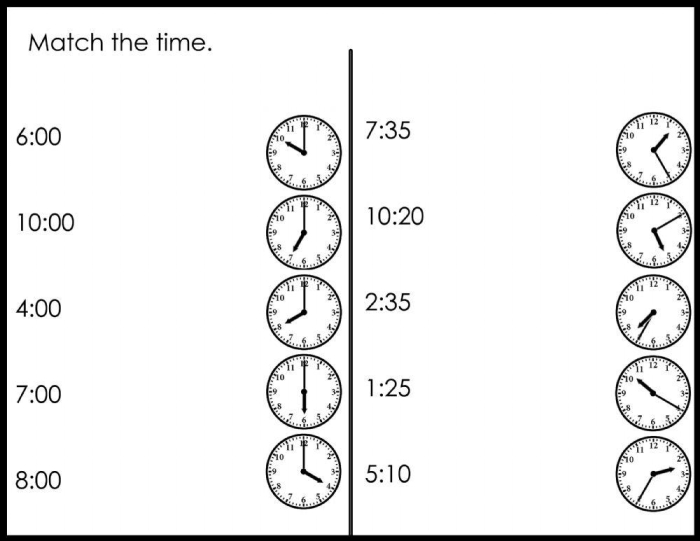 A first grade student practicing analog clock reading on the Time Mix Up life science worksheet