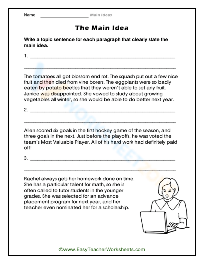 Second grade students practicing narrative writing structure with a topic sentence worksheet