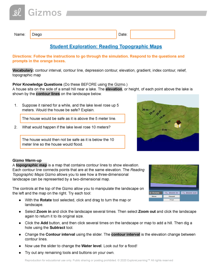 Topographic Map Matching Worksheet for Fourth Grade Algebra 23 Fourth grade students practicing skills with a topographic map matching worksheet