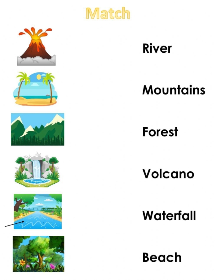 Topography for Kids worksheet featuring a colorful topographic map for fourth graders