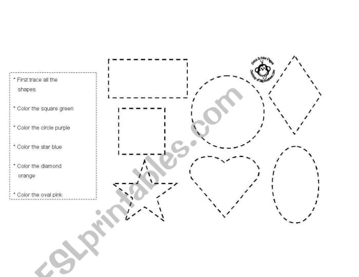 Worksheet featuring shapes for tracing and coloring to enhance fine motor skills in Pre-K children