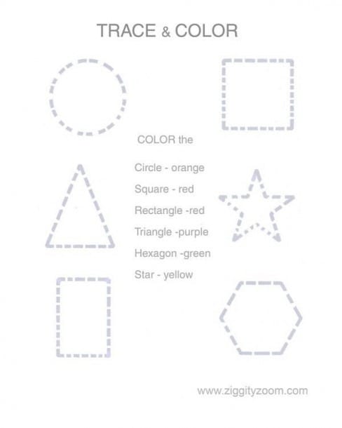 Children tracing and coloring various shapes on a fun worksheet designed for Pre-K geometry skills