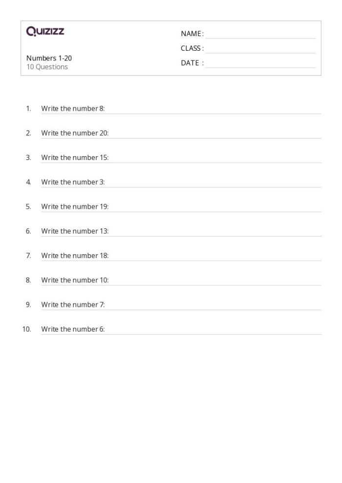 Worksheet for first graders to practice writing the numbers 11 to 20 through tracing. Engaging activity for learning teen numbers in subtraction.