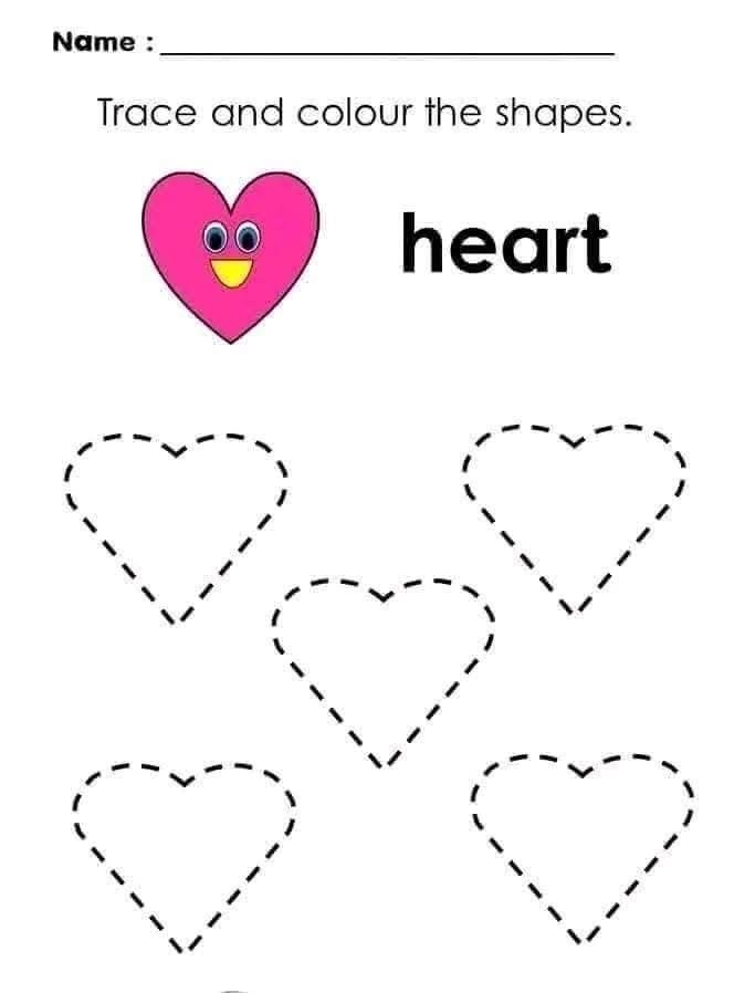 Trace the Heart Worksheet Activity Number 23 Pre-K student tracing a heart shape on a Life Science worksheet