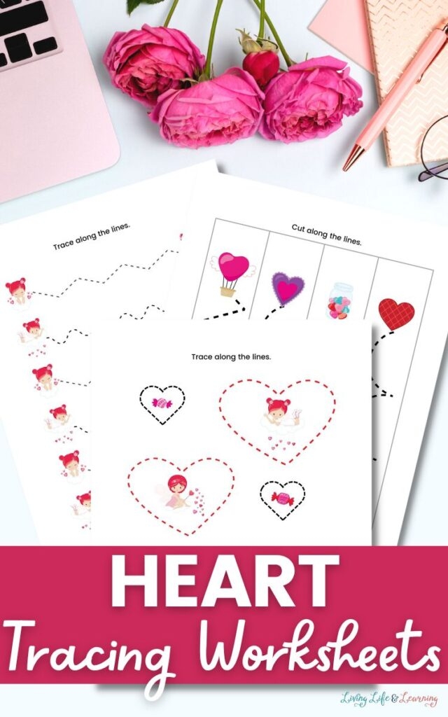 Trace the Heart Worksheet for Pre-K Science Lesson 18 Preschool student practicing fine motor skills on a Trace the Heart worksheet