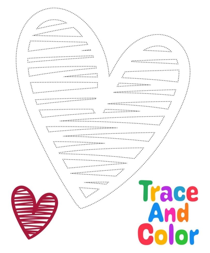 Trace the Heart worksheet for young learners in Pre-K Children's worksheet to trace and decorate a heart, perfect for Pre-K life science activities