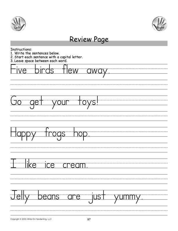 Preschool student practicing handwriting with a trace the sentences worksheet