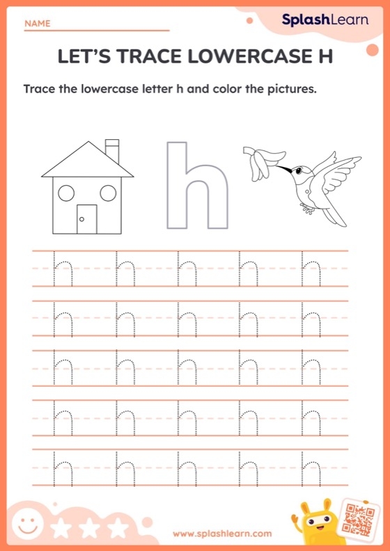 Handwriting practice sheet for young learners focusing on lowercase letters h, m, and n Tracing worksheet for lowercase letters h, m, and n designed for preschoolers