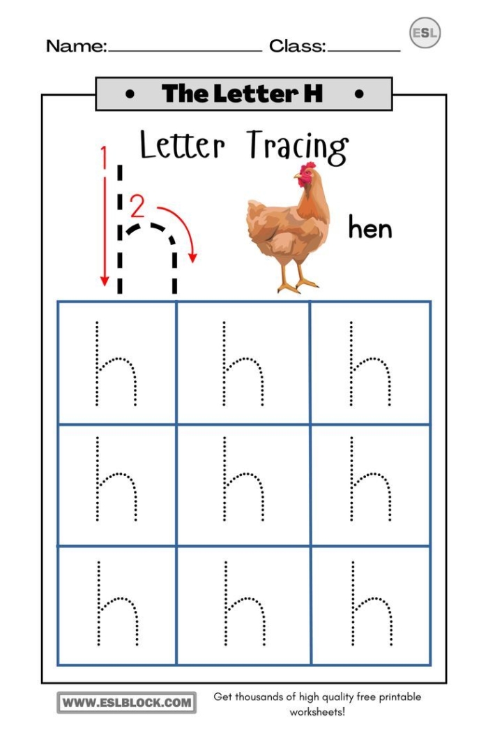 Handwriting practice sheet featuring tracing of letters h, m, and n for young writers Tracing worksheet for lowercase letters h, m, and n designed for Pre-K learners