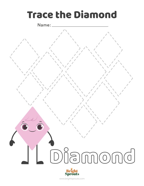 Tracing Diamonds worksheet for preschoolers to enhance handwriting skills