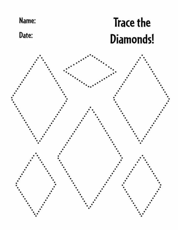 Tracing Diamonds worksheet for preschoolers to enhance handwriting skills and shape recognition
